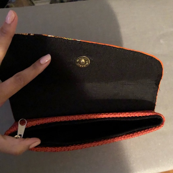 African Print Orange Clutch/Wallet Made in Ghana - Picture 3 of 4